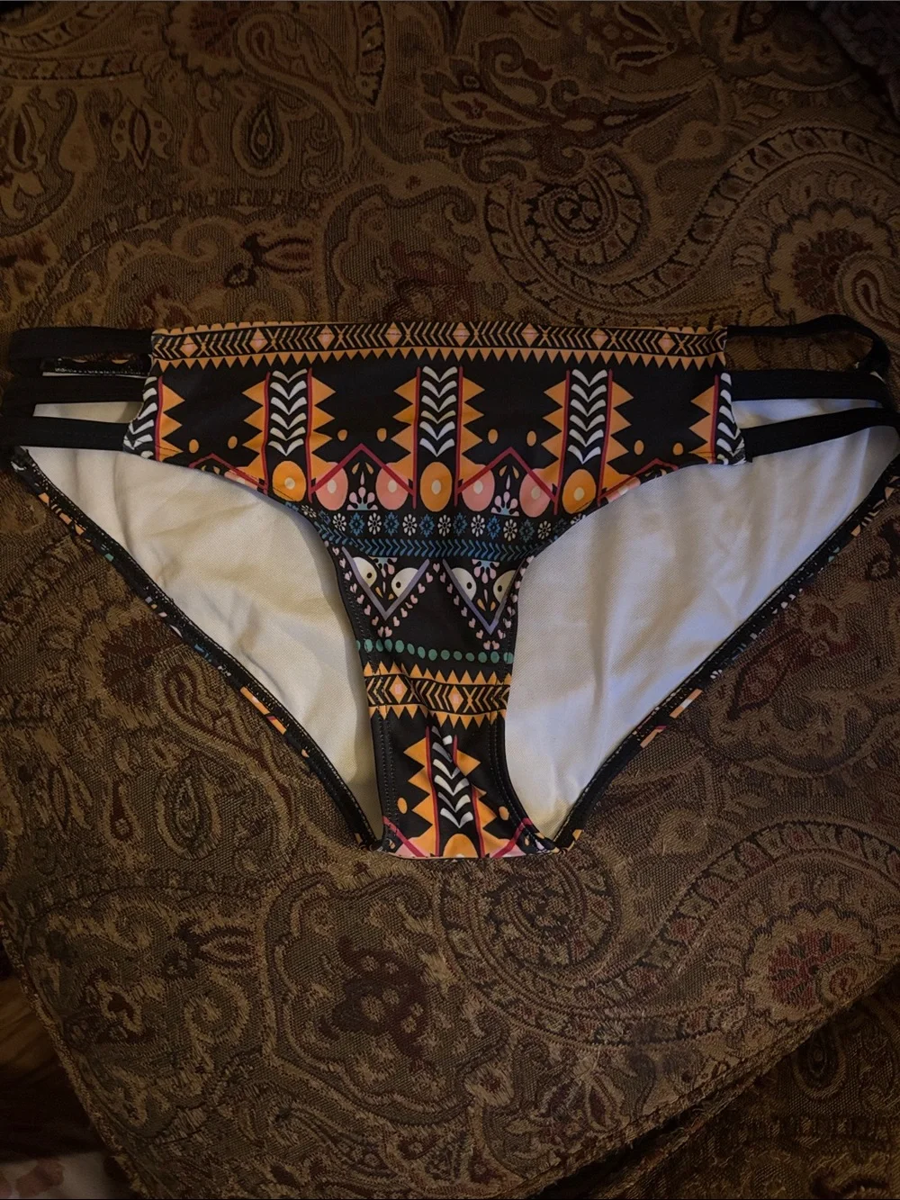 Women's Black Aztec Print Swim Shorts